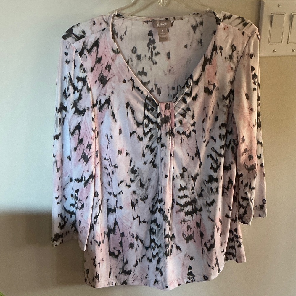 Apt. 9 Pink and Black Abstract Blouse